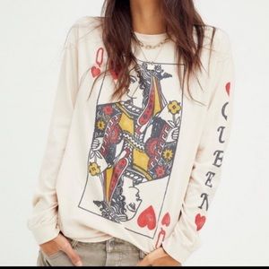 Daydreamer Cream Queen of Hearts Graphic Long Sleeve Tee